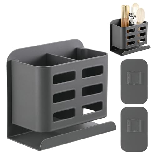 Toothbrush Holder Wall Mounted, Self Adhesive Toothbrush Holders For Bathrooms, Thickened Aluminum, No Drilling Required For Toothpaste, Razor, Comb etc Bathroom Accessories (Gun Gray)