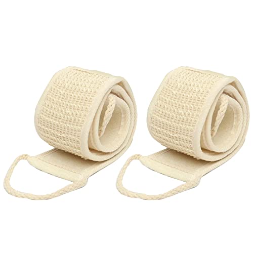 aucun 2 esponjas exfoliantes lufa para ducha, esponja luffa natural para baño, esponja baño corporal, correa limpieza doble cara para hombres y mujeres (limpiador espalda)