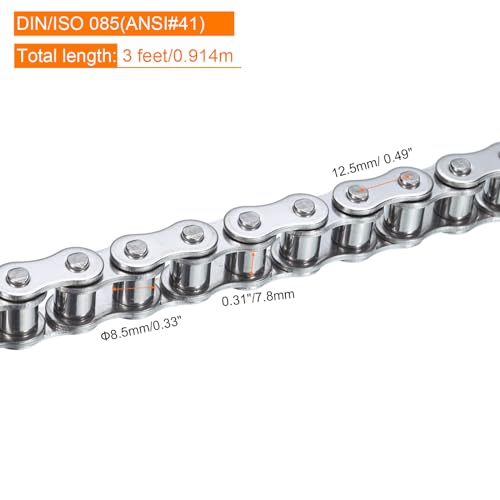 QUARKZMAN #41/DIN/ISO 085 Roller Chain 3 Fuß 1/2 Teilung Edelstahl Roller Chains Für Go-Karts Fahrräder 72 Glieder