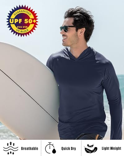 Boladeci Men's UPF 50+ Sun Protection Lightweight Hoodie Shirts Long Sleeve Fishing Shirts SPF UV Hiking Swim4