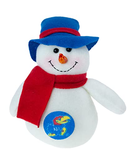 Kansas University Jayhawks Plush Snowman Christmas Tree Ornament Decoration by Hanna’s Handiworks - Holiday/Dorm Decoration - Show Your NCAA Big 12 School Spirit