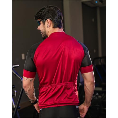 Camisa de Ciclismo Masculina Manga Curta Way Fresh Vinho Proteção UV Slim Confortável Pro Bike (BR,