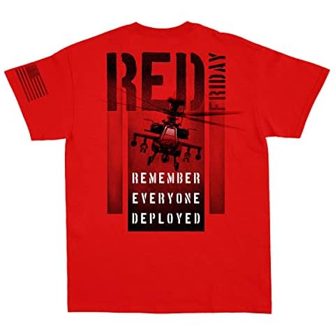 Bone Head Outfitters RED Friday Heli Remember Everyone Deployed R.E.D Friday T-Shirt (Red, XL) Cover