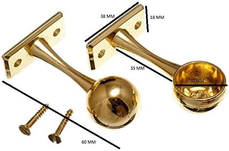 6 x Wardrobe Rod Rail END Support Brackets Brass Plated EB 19mm