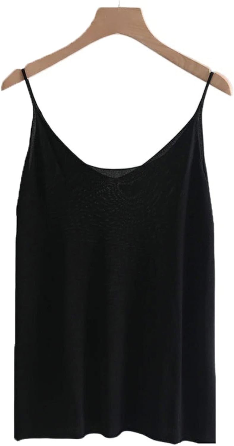 Tshirts Shirts for Women Basic loose vest summer knit women's lace-up high stretch casual top(Hortel�)