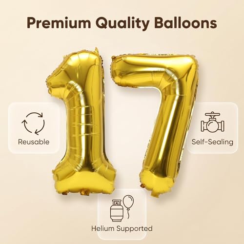 Image of YPSelected 32 Inch Large Foil Helium Number Balloon Birthday Wedding Party 0-9 (Gold, 7)