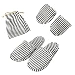 EQLEF Outdoor Travel Foldable Portable Non-Disposable Slipper for Women, Gray Stripes(Grey, UK Footwear Size System, Adult, Women, Numeric Range, Medium, 3.5, 5)