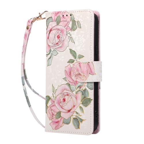Étui cuir Pixel 9 Pro 5G rose sauvage clapet arrière élégant