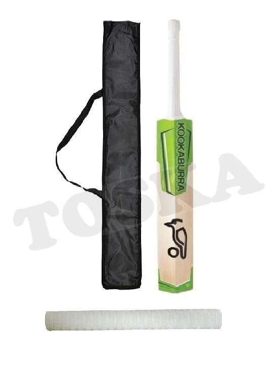 TOSKA Full Size Tennis Ball Kookaburra Cricket Bat & One Grip & Bat Cover for Rubber/Plastic/Cosco Ball (Men|Women) (Green.W) (B09VZRHF5Y) Amazon Price History, Amazon Price Tracker