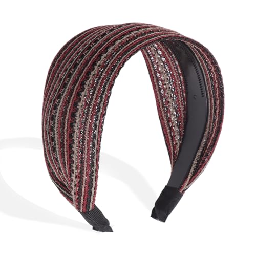 VOCOSTE Extra Wide Headbands with Teeth, Bohemia Style, Red