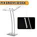 Acrylic Podium Lectern with Iron Base - Durable & Transparent Stand for Churches, Conferences, Classrooms, Weddings, and Events - 10mm Thickened Top with Storage Shelves and Pen Slot (Silver)