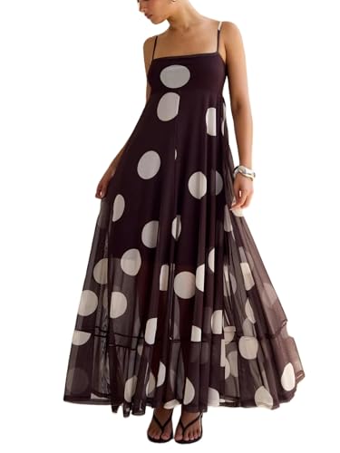 Image of SOOKABEILA Women Y2k Boho Maxi Dress Floral Lace Sheer Tiered Flowy Cami Long Dress 2025 Summer Smocked Beach Sundress