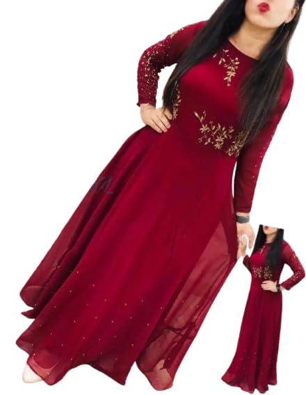 Attractive Georgette Gowns for Women (P-18435249-XL) Maroon