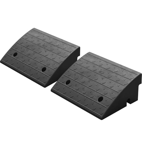 OranLite 2 Pack 6" inch Rise Driveway Curb Ramps, 17"(L) x 13.4"(W) x 6"(H) Loading Ramps for Car, Pickup, Motorcycle, Truck, Heavy-Duty Rubber Kerb Ramps 6000 LBS Load Capacity (6" Rise - 2Pack)
