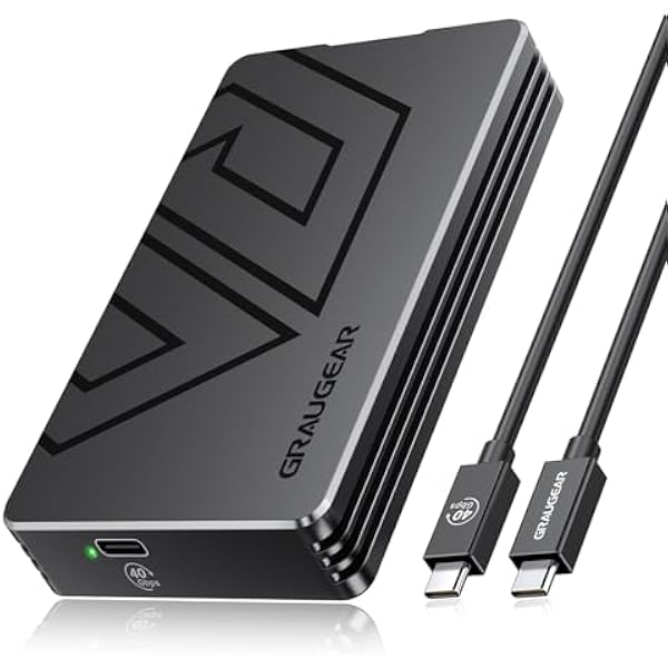 GRAUGEAR Zewnętrzna obudowa SSD do NVMe SSD M.2 [USB 4 Thunderbolt 4] 40 Gbps zewnętrzny dysk twardy SSD instalacja bez użycia narzędzi I NVMe M.2 SSD I adapter USB M2 SSD I dysk twardy I bez