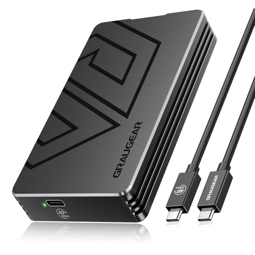 GRAUGEAR USB4 M.2 NVMe SSD�G���N���[�W�� �A���~������ �H��s�v�P�[�X USB4/Thunderbolt 4�Ή� PCIe Gen4 NVMe 2230-2280 SSD�Ή� �R���p�N�g�|�[�^�u���O���X�g���[�W (U4-40G01