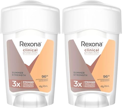 Rexona Women Clinical Antiperspirant Cream Stick Deodorant Summer Strength, 45ml, 96 Hour Protection (Pack of 2)