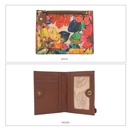 Anna by Anuschka Heritage Collection Women's Genuine Leather Mini Two-Fold Wallet - Camellia Tan Print4