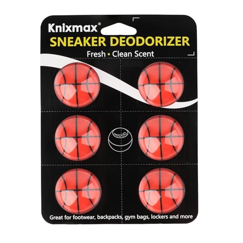 Knixmax Shoe Deodorizer Balls Strong, Odor Eliminator for Sneaker Gym Bag Closet Locker, Work Boot Drawer Freshener, Unpleasant Smell Remover Ball for Men Women Teens, 6 Packs Cologne Basketball