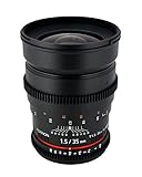 Rokinon Cine CV35-C 35mm T1.5 Aspherical Wide Angle Cine Lens with De-Clicked Aperture for Canon EOS DSLR 35-35mm, Fixed-Non-Zoom Lens (Renewed)