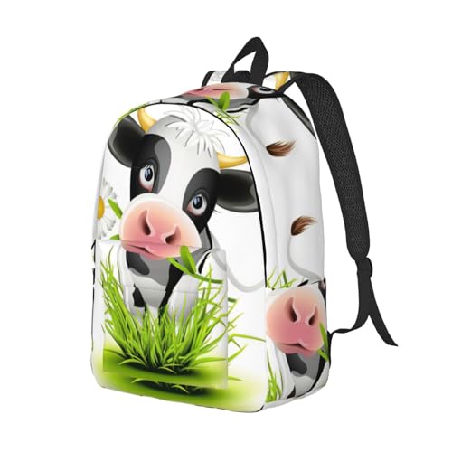 Sac à dos en toile imprimé vache pour ordinateur et cours