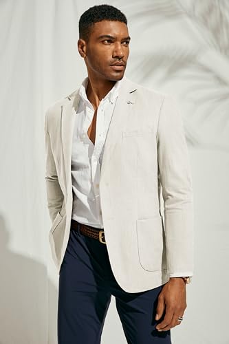 Image of PJ PAUL JONES Mens Casual Blazer Lightweight Linen Sport Coat 2 Button Unlined Suit Jackets