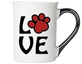 Cottage Creek Dog Mug Large 18 Ounce Ceramic Paw Print LOVE Dog Coffee Mug/Dog Lover Mug [White]
