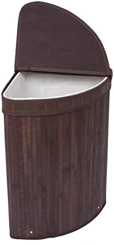 BirdRock Home Corner Laundry Hamper with Lid and Cloth Liner | Bamboo ...