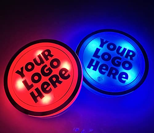 NewL 2Pcs Logo personalizzato LED Cup Holder Coasters per auto, sottobicchiere luci grigio