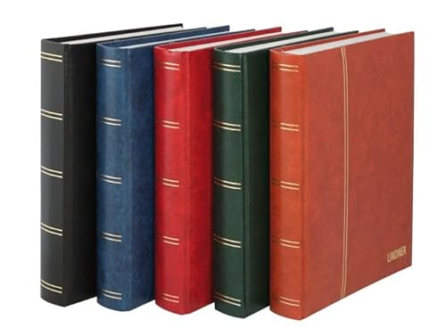 LINDNER Das Original Einsteckbuch ELEGANT, blau, wattiert, 60 weiße Seiten, durchgehende Pergamin-Streifen, 230 x 305 mm