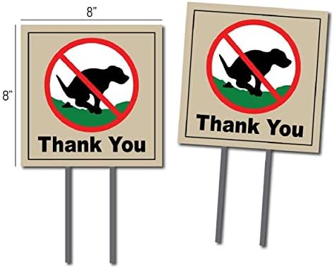 Oakley Graphics 2 Signs, No Pooping, Dog Poop Yard Sign, Thank You Large (8"x8" - 2-Sided)