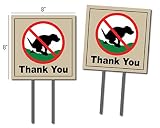 Oakley Graphics 2 Signs, No Pooping, Dog Poop Yard Sign, Thank You Large (8"x8" - 2-Sided)