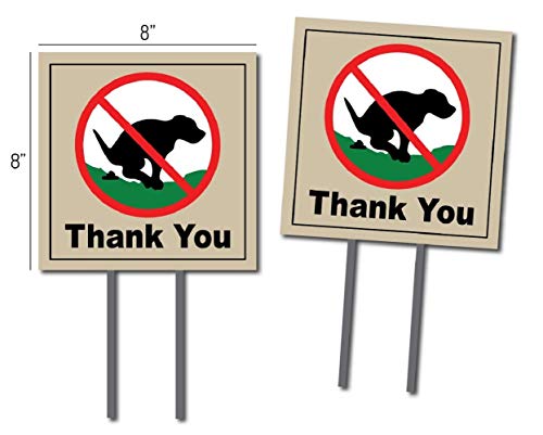 Oakley Graphics 2 Signs, No Pooping, Dog Poop Yard Sign, Thank You Large (8"X8" - 2-Sided) #TOP28