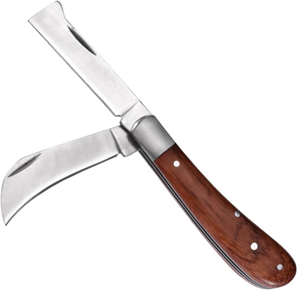 Gartenmesser Klappbar, Okuliermesser, Pfropfmesser aus Edelstahl, Veredelungsmesser mit 2 Klingen,zum Pfropfen,Beschneiden, Reparieren von Unkrautbüschen,Garden Knife Multifunktionale Knospungs Messer