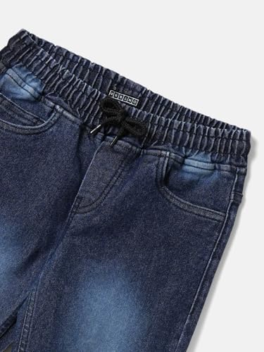 Image of Urbano Juniors Boys Mid Rise Regular Fit Washed Denim Jogger Jeans Stretchable