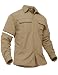 TACVASEN Mens Solid Convertible Zipper Sleeve Tactical Short Long Sleeve Shirt Khaki,US L/Tag 2XL