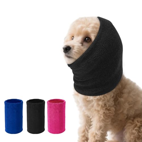Ohrenschützer für Hunde Lärmschutz,Anti-lärm Ohrenschutz Hund, Pet Earflap Head Wrap,Haustier Schallschutzhaube (schwarz, S)