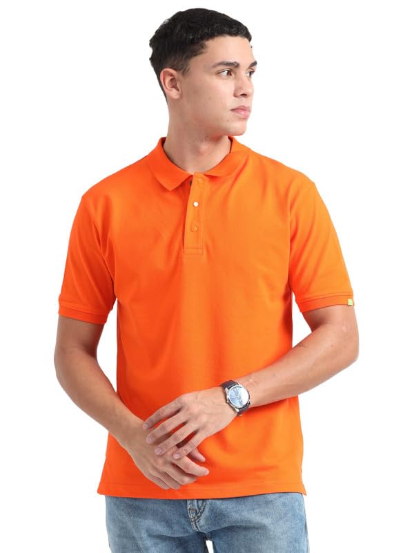 Caslay Mens Polo Organic Cotton Half Sleeve Solid Casual Outing T Shirt-image-46