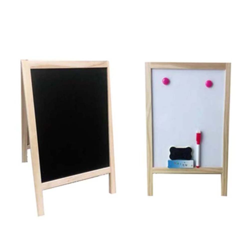 Operitacx Double-Sided Blackboard Non Magnetic Chalkboard and Magnetic Dry Erase White Board Display Sign Blackboard Whiteboard Tabletop Message Board for Home, Office