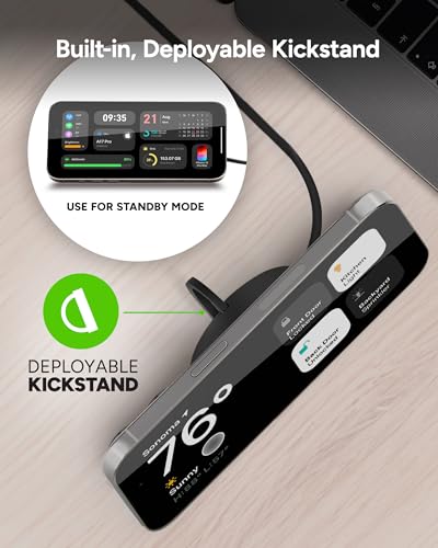 Mophie 15W Wireless Charging Pad with Kickstand - MagSafe and Qi2 Compatible for iPhone 17/16/15/14/13/12, AirPods Pro (2nd & 3rd Gen), Compact Travel Design with Integrated Cable, Black