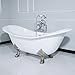Kingston Brass Aqua Eden VCTND7231NC1 Cast Iron Double Slipper Clawfoot Bathtub with Chrome Feet without Faucet-Drillings, 72-Inch, White