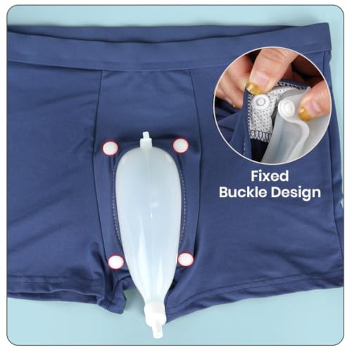 Image of HANNEA Wearable Urine Collector for Men - Breathable Elastic Pants with Soft Silicone Cup & Detachable 500ml Bag (Size M)