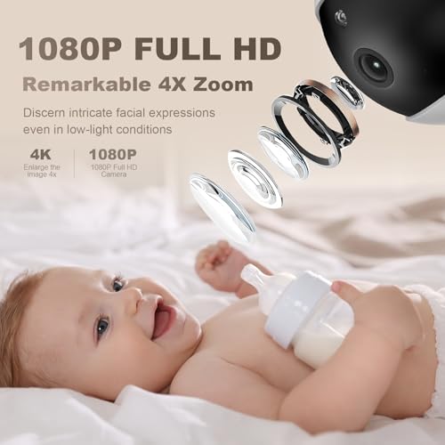 Kidsneed 5\" Split Screen Baby Monitor with 2 HD 720P Cameras and Audio - No WiFi,48 Hours Battery Life, Night Vision, Remote Pan& Tilt& Zoom,Two-Way Talk, Lullabies, Thermal Monitor, 1000ft Range