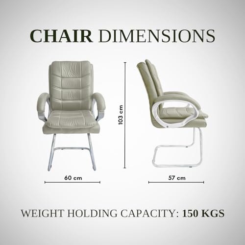 Image of activa Executive Office Visitor Chair | Ergonomic Relax Chair for Study, Home, Reception| Comfortable Cushioned Seat Back, Double Pipe Frame with Arm Rest Guest Seating (2, Beige, Star)