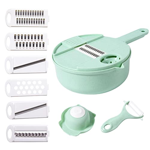 Fatiador Manual - Fatiador de Batata Manual com Recipiente | Cortador de legumes multifuncional 12 e