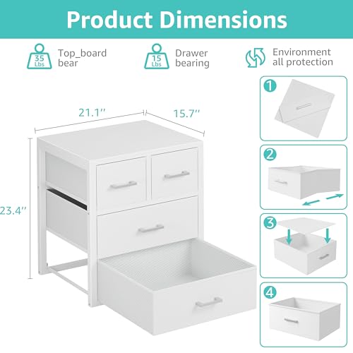 BOLUO Closet Drawers White 4 Drawer Dresser for Closet Organizers and Storage Bedroom Dorm Modern by BOLUO - Image 2