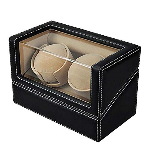 Preisvergleich Produktbild GLXLSBZ Uhrenbeweger, Uhrenbeweger für automatische Uhren 2, Uhrenbeweger 2 Uhren Holzuhrengehäuse Uhrenboxen Wickler Display Storage Black