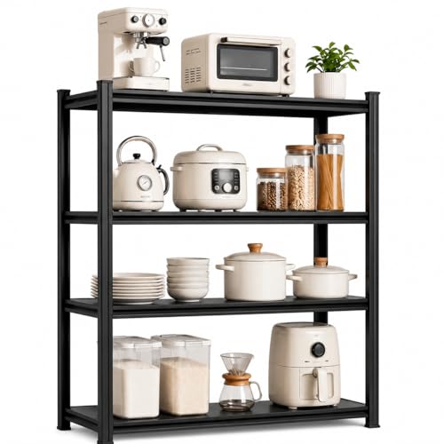Image of 4 Tier Kitchen Storage Shelf, Kitchen Organizers Space Saving All Steel Freestanding Rack, Heavy Duty Metal Shelving Unit, Adjustable Open Shelf for Pantry Organizers and Storage 19.7 inchWx13.8 inchDx44.1 inchH