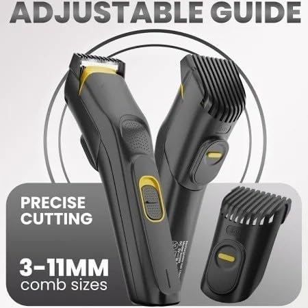 VYNEX Cordless Hair Trimmer with USB-C, 5 Adjustable Lengths, 90 Mins Use, 8-Hour Charging Time, Stylish Black and Yellow Beard & Hair Grooming Tool 1