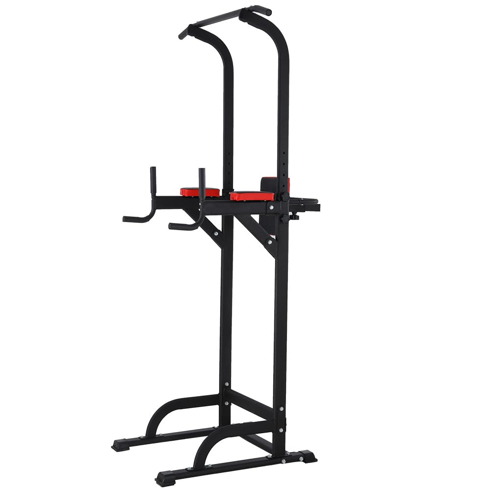Power Tower con Cuscino Stazione di Allenamento Fitness Multifunzione per Allenamento della Forza a casa Regolabile in Altezza